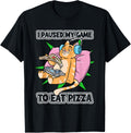 I Paused My Game To Eat Pizza Gamer Cat T-Shirt for Men Women Kids T-Shirt | High Search Volume | Aesthetic Casual Look