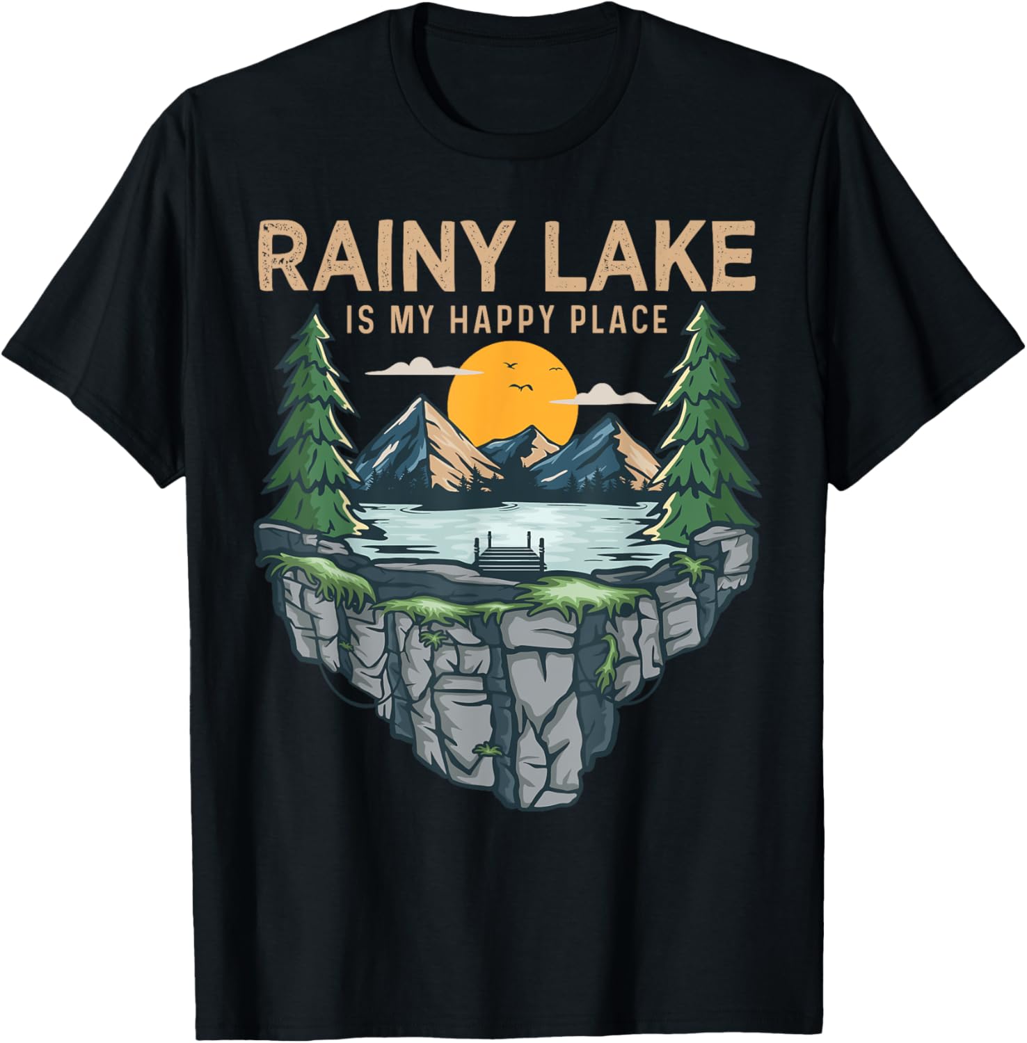 Fishing Boating Camping - My Happy Place Rainy Lake Apparel | High Search Volume | Perfect Gift Choice