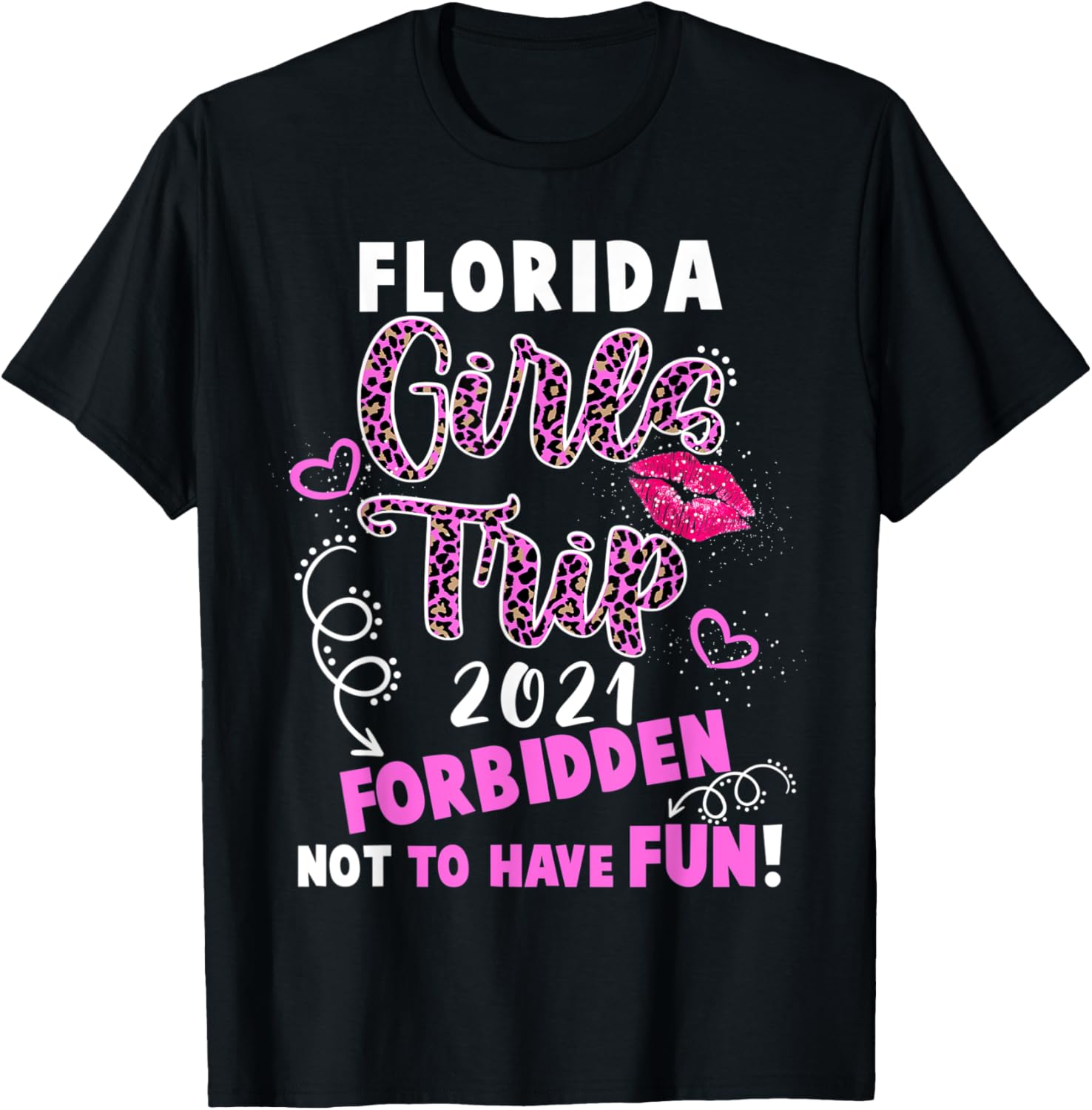Florida Girls Trip 2021 Vacation Pink Lips Leopard Print Apparel Streetwear Style Hot Right Now