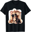 Black and White Dog Laying in Front of Fireplace T-Shirt for Men Women Kids T-Shirt | Premium Quality | Aesthetic Casual Look