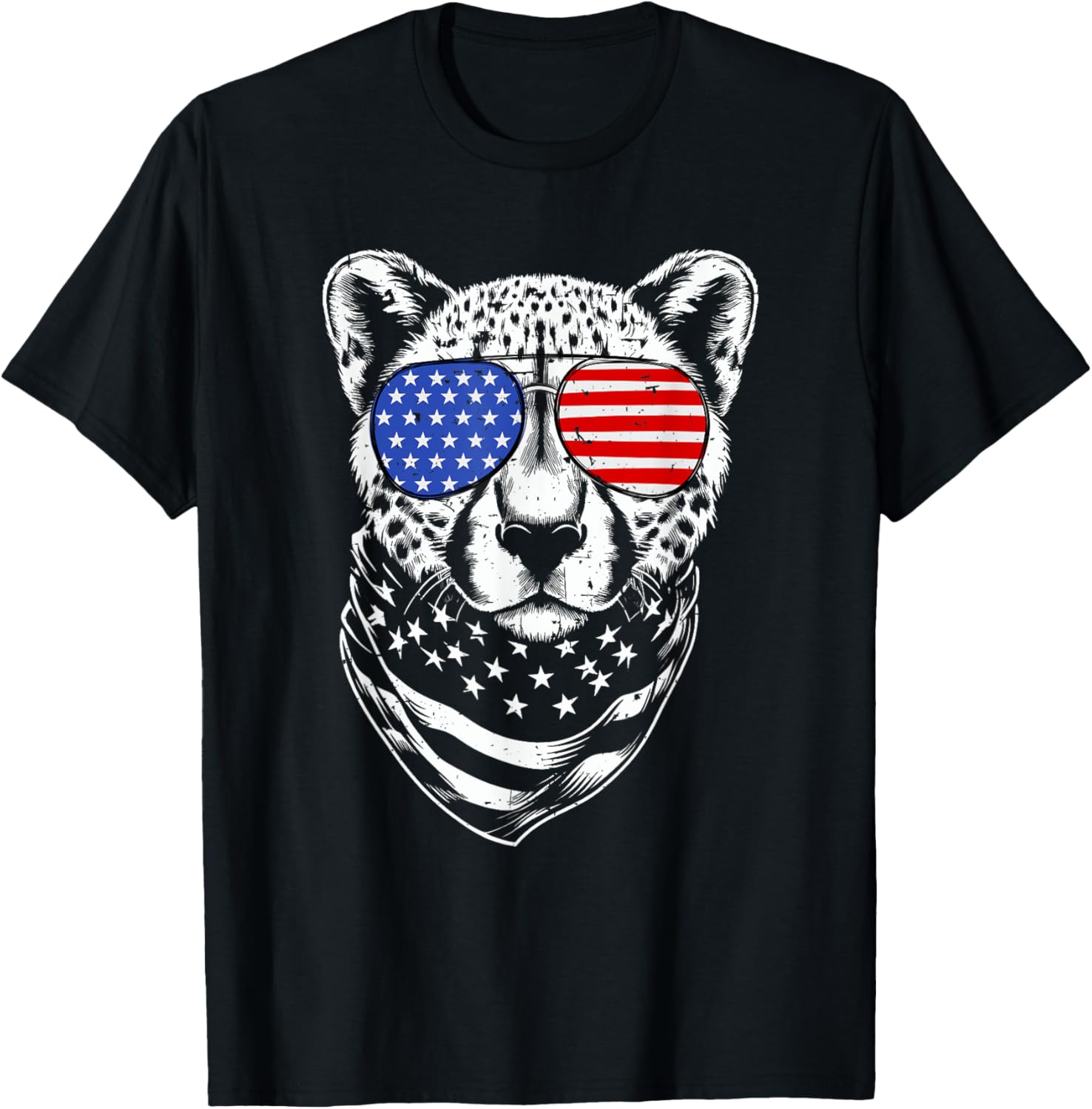 Cheetah Safari Animal Patriotic 4th of July American US Flag Apparel Streetwear Style Fan Favorite