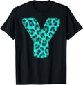 Letter Y Cheetah Leopard Print Blue Initial Zebra Matching Apparel Trending US Everyday Wear