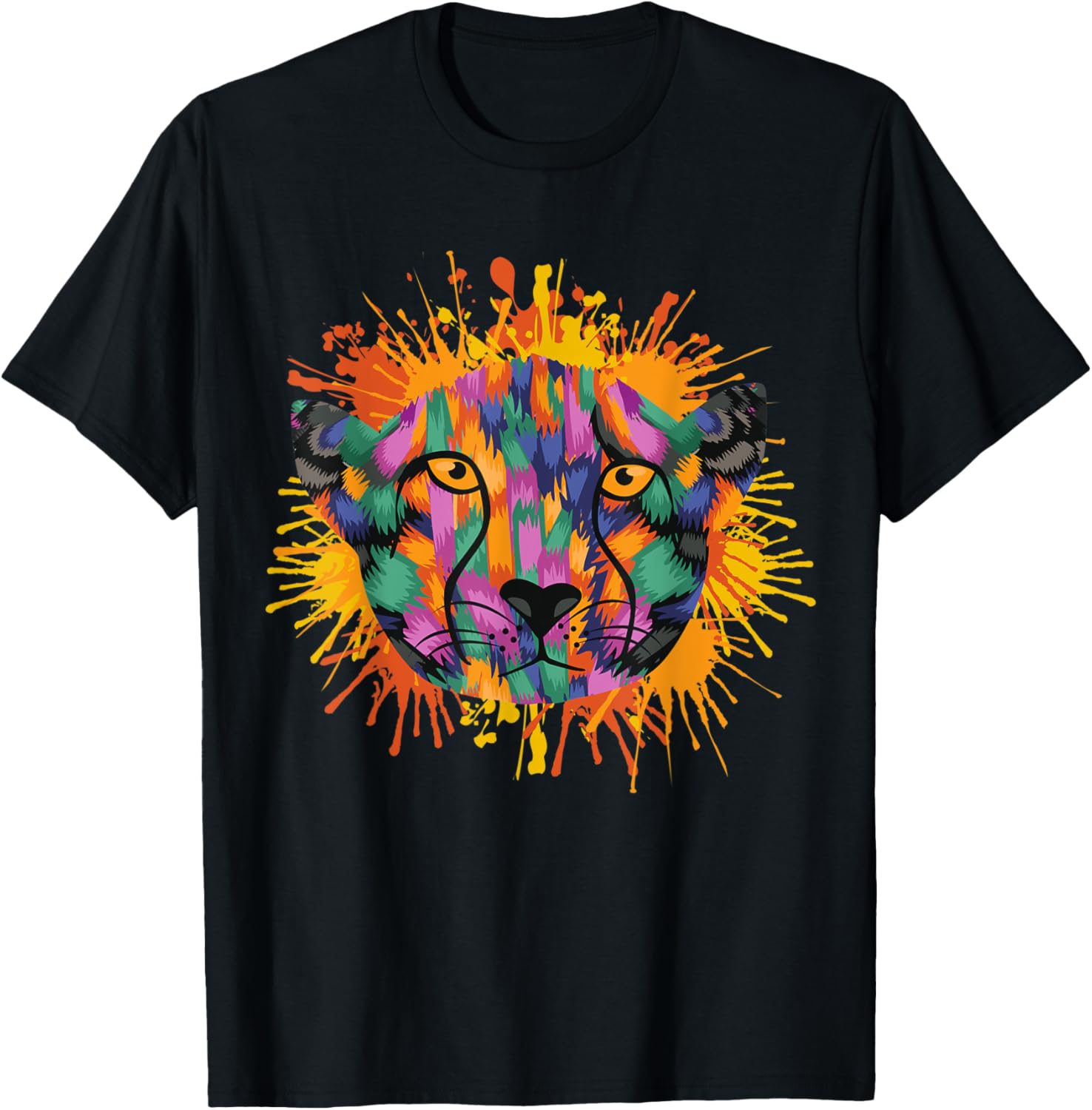 Cheetahs Face Color Splashes Clothes Outfit Gift Cheetah Apparel Streetwear Style US Top Pick