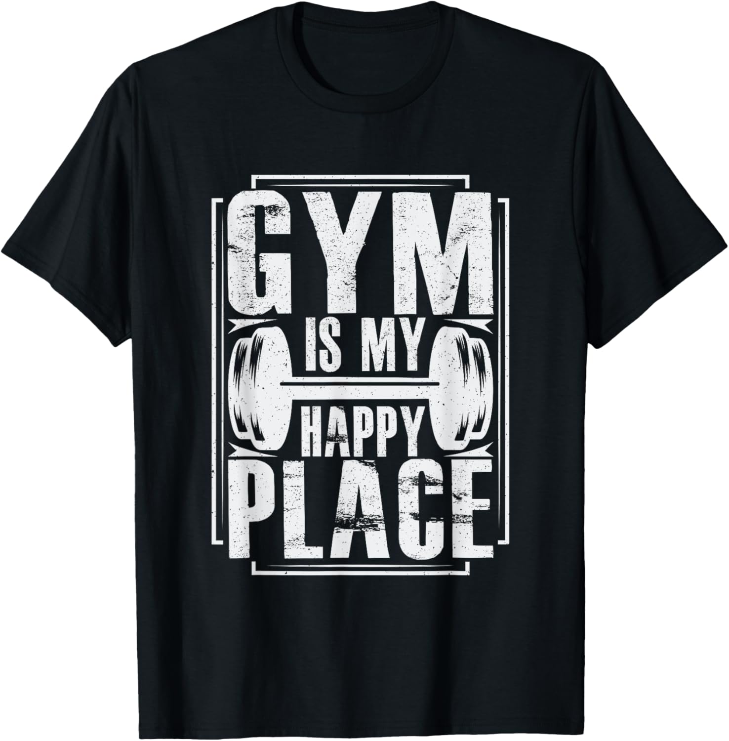 Gym Is My Happy Place - Throwback Design - Classic Apparel | Google Shopping Optimized | Daily Wear Essential