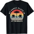 Retro My Happy Place Is At The Beach Shirt Funny Summer T-Shirt for Men Women Kids T-Shirt | High Search Volume | Aesthetic Casual Look