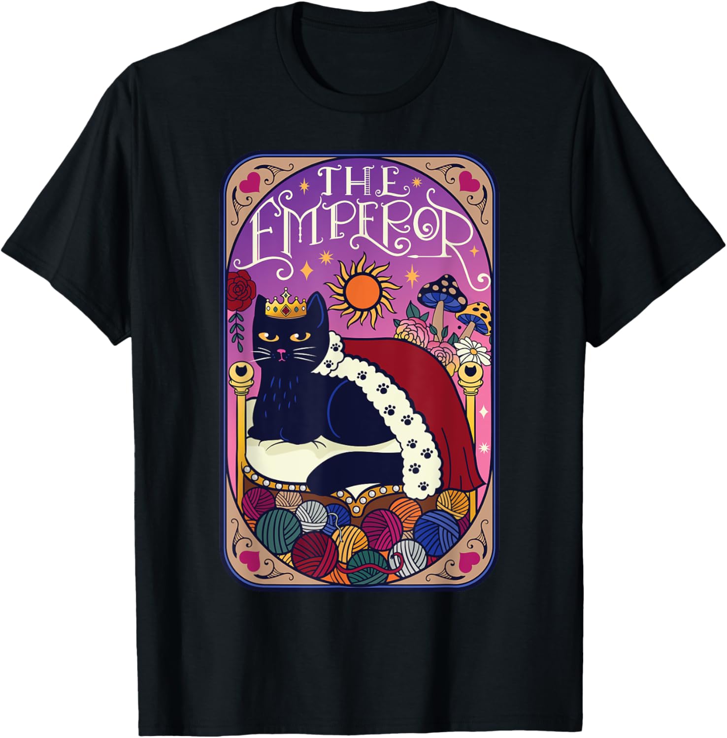 The Emperor Tarot Card Black Cat with Crown, Sun, Paws, Yarn Men Women Kids Yarn Supply | Trending 2025 | Best Seller...