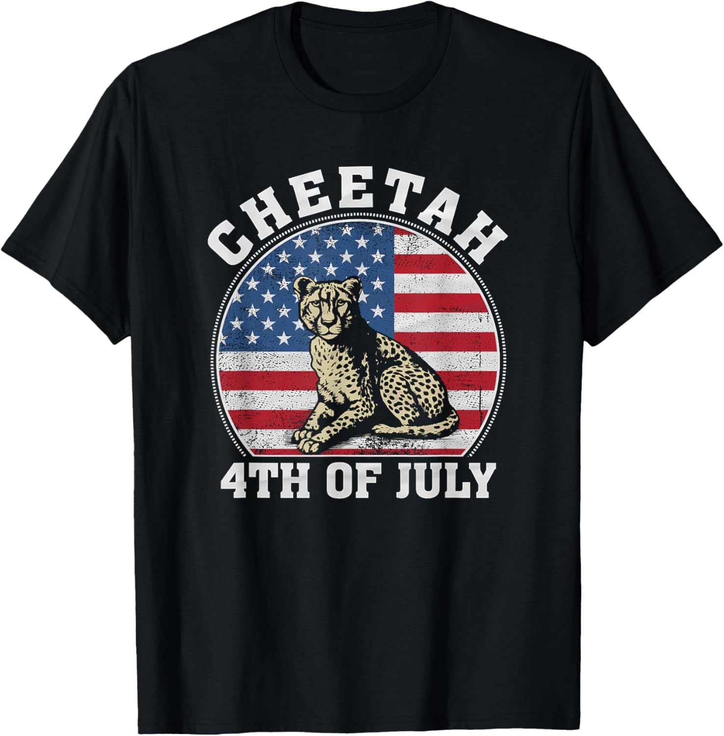 Cheetah 4th of July Men Women American Flag Vintage Apparel High Search Demand Everyday Wear