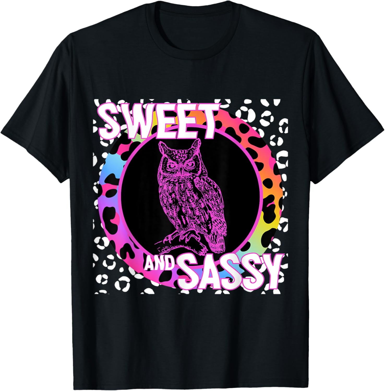 Cute Barn Owl 90s Nostalgia Rainbow Leopard Print Tropical Apparel High Search Demand Best Seller Look