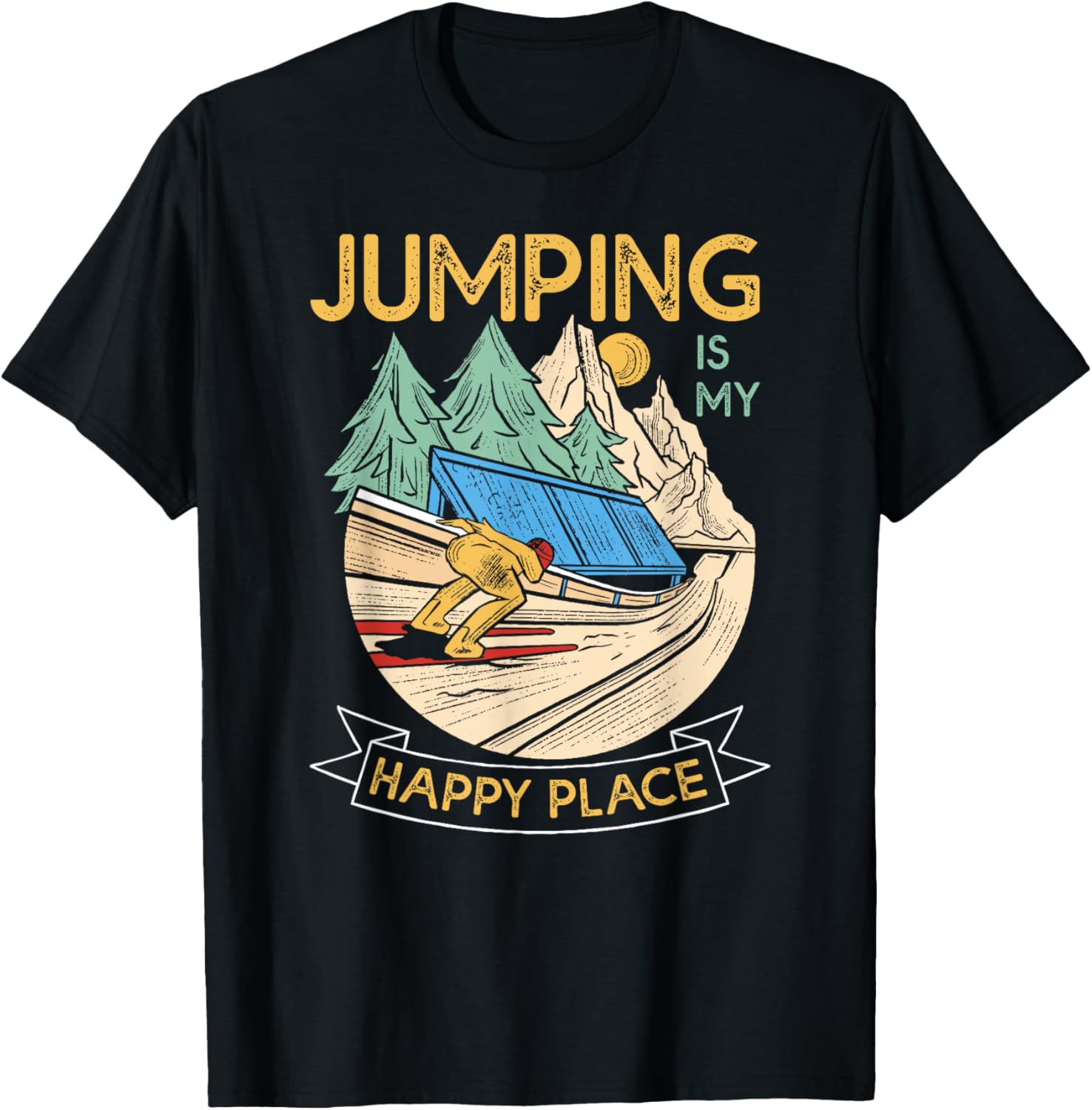 Jumping Is My Happy Place For Winter Sports Fans Apparel | Top Conversion Title | Aesthetic Casual Look