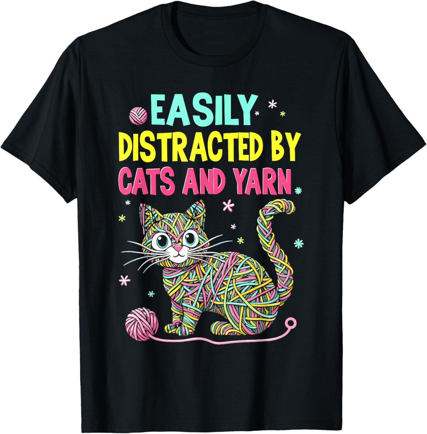 Easily Distracted By Cats And Yarn Knitting Yarn Crochet cat Yarn Supply | Viral US Pick | High CTR Title