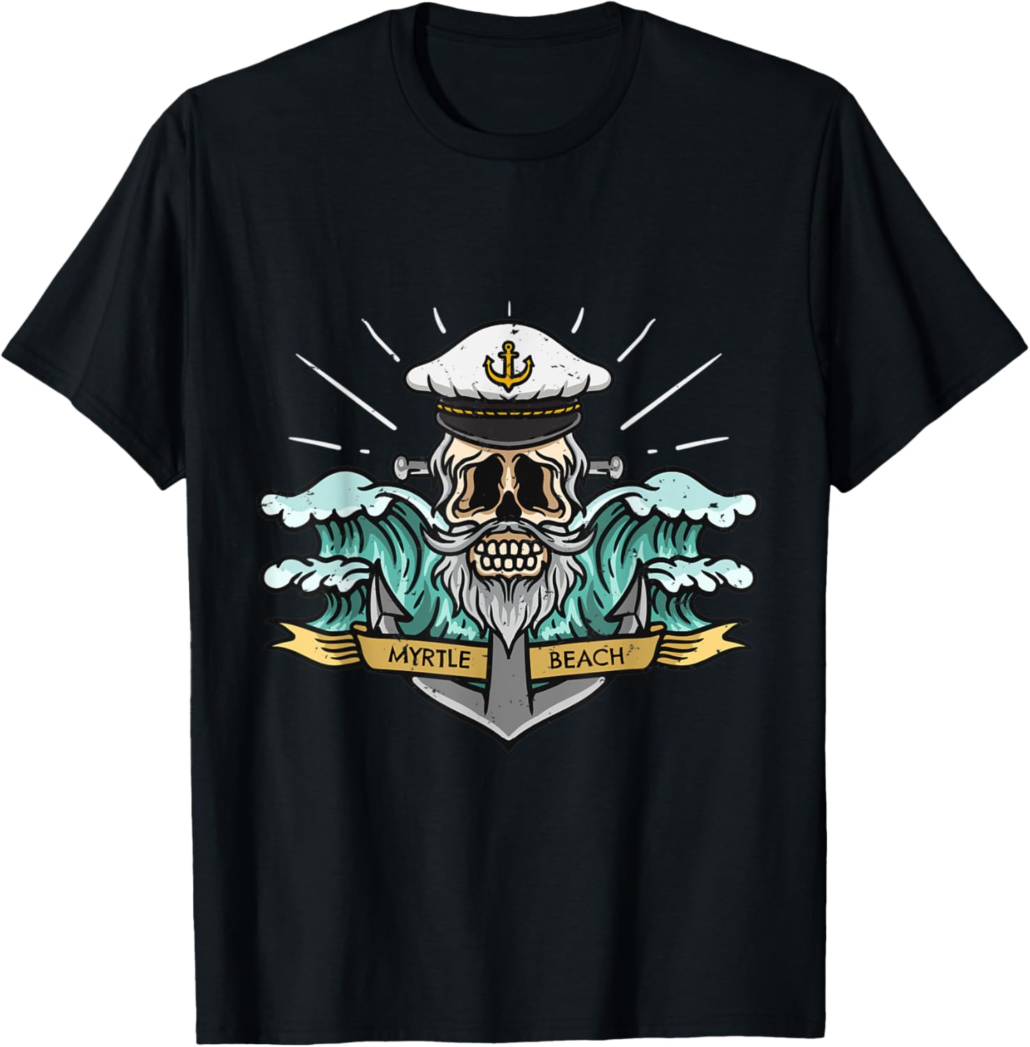Myrtle Beach South Carolina Sea Captain Pirate Skull T-Shirt for Men Women Kids T-Shirt | High Search Volume | Customer Favorite