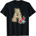 Letter A Initial Leopard Cheetah Print Flowers Watercolor Apparel Streetwear Style US Top Pick