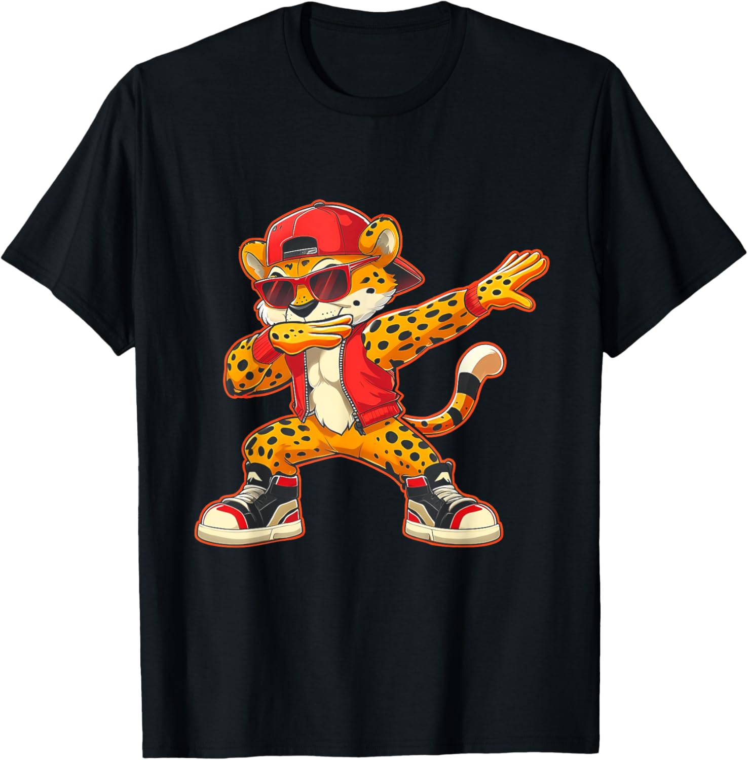 Dabbing Cheetah Wear Glasses And Hat Animal Cheetah Dancing Apparel Streetwear Style Gift Ready