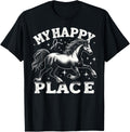 My Happy Place Horse Lover Gifts Horseback Riding Equestrian Apparel | High Search Volume | Daily Wear Essential