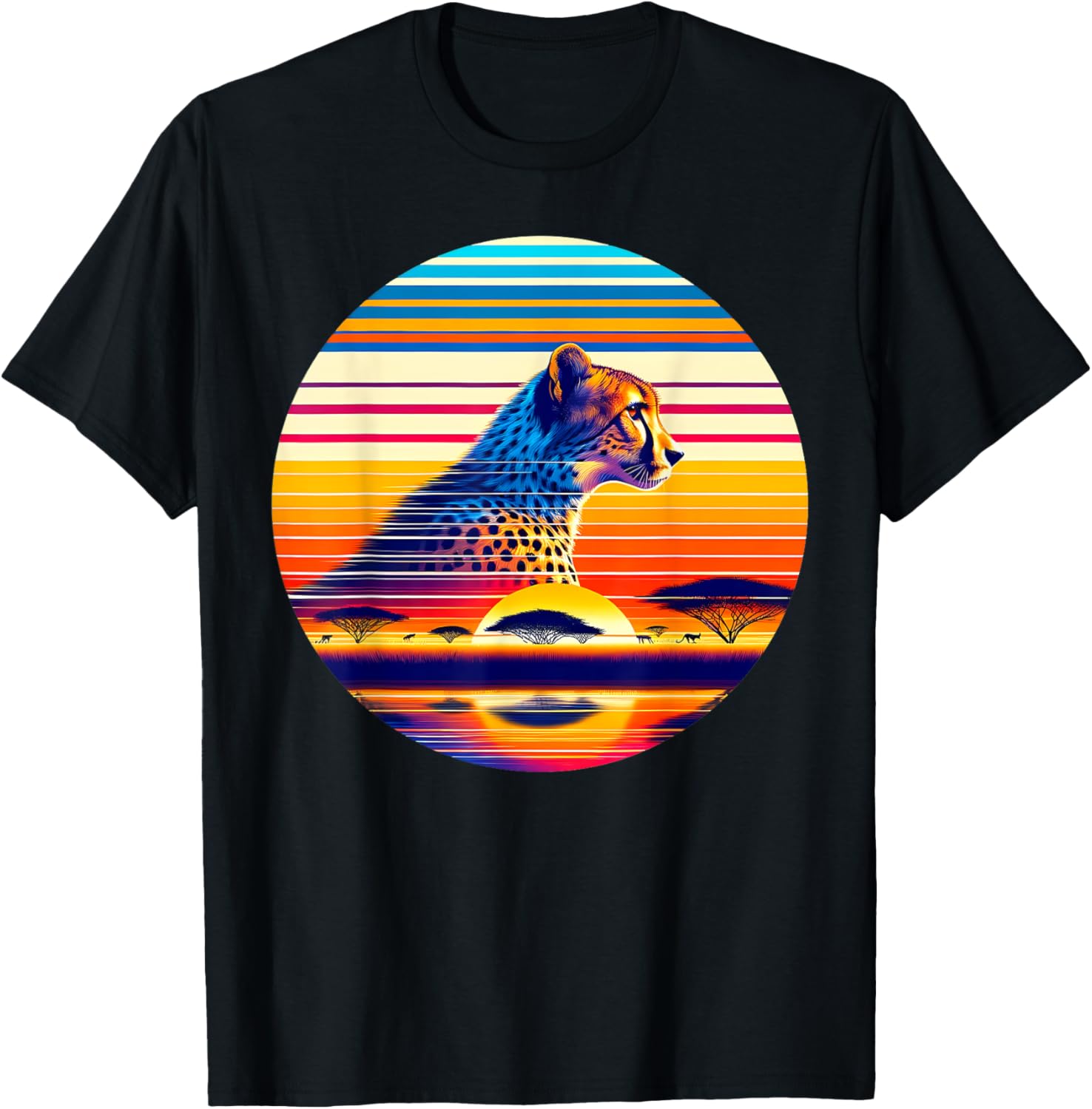 Cheetah Sunset Retro Style Safari Vintage 70s Apparel High Search Demand Best Seller Look