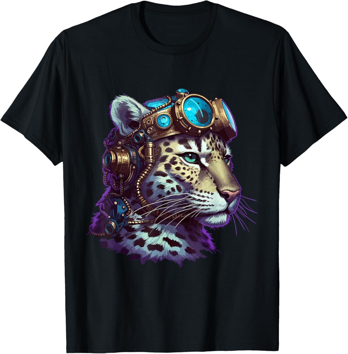 Mechanical Leopard Retrowaver Steampunk Wild Cat Cheetah T Shirt for Men Women Kids T Shirt Premium Print Fan Favorite