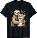 Sloth Hugging Cheetah Funny Apparel Comfort Fit US Top Pick