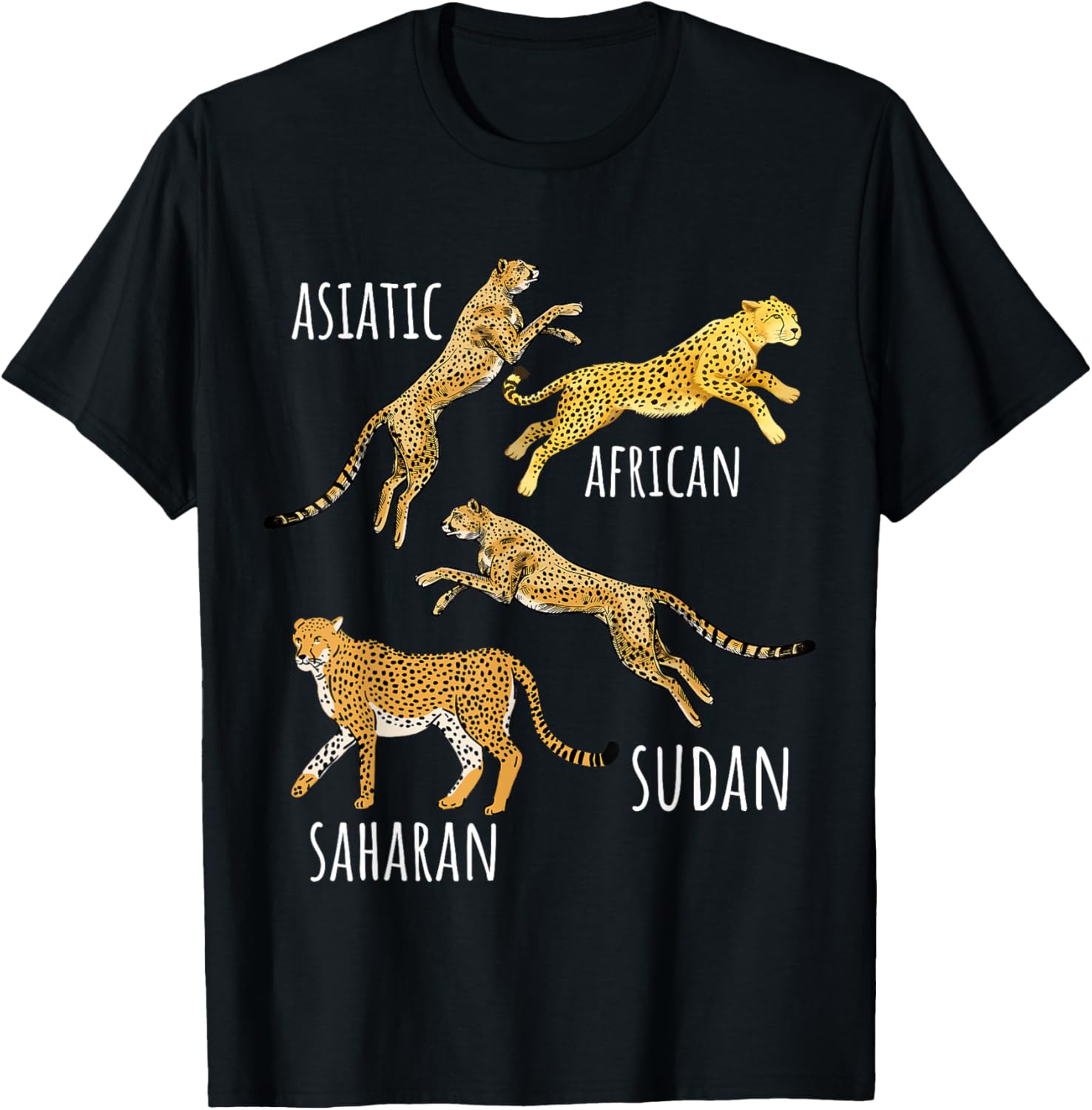 Type of Cheetahs Breeds Collection Cheetah Print Big Cat T Shirt for Men Women Girls Kids T Shirt Viral TikTok Find Gift