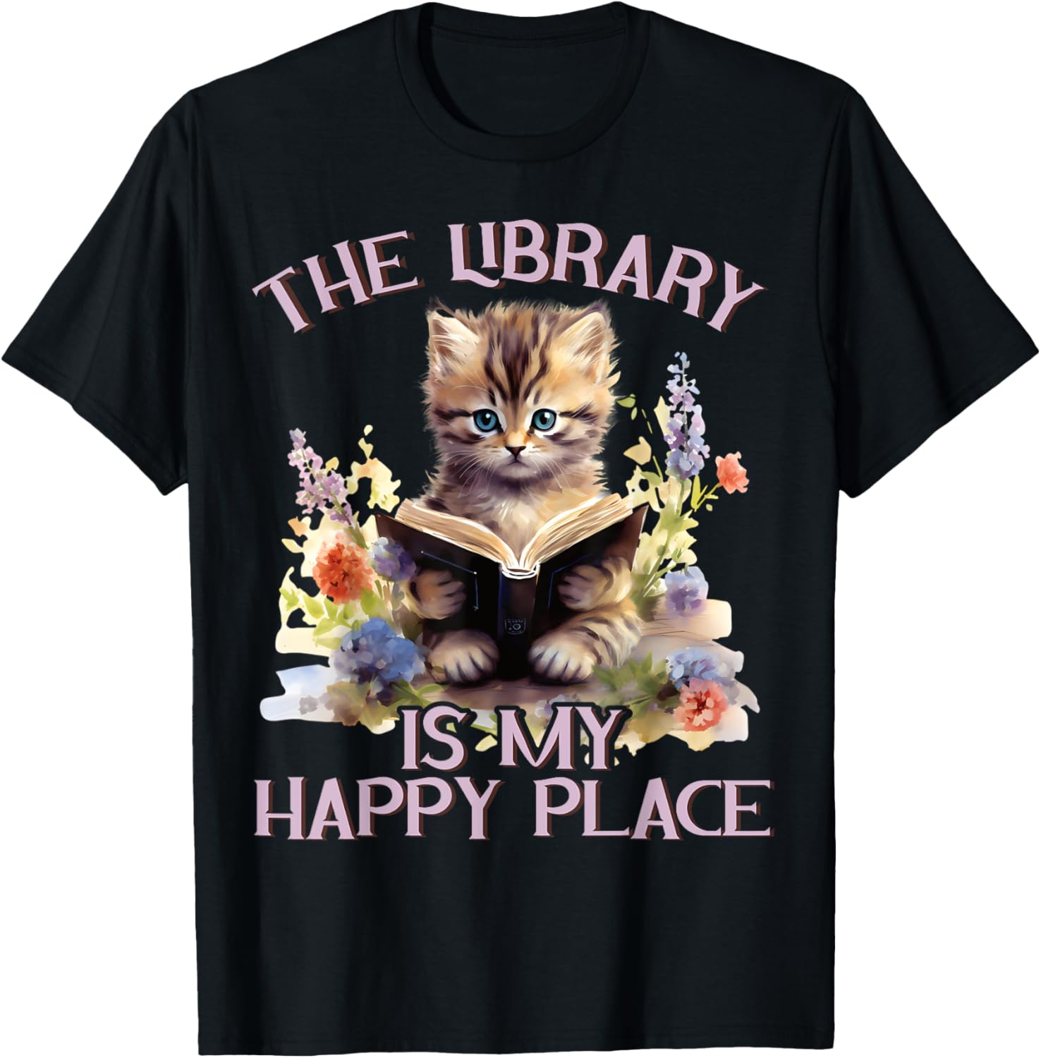 The Library Is My Happy Place Cat Teacher Men Women Kids Apparel | Trending 2025 | Top Rated Comfort