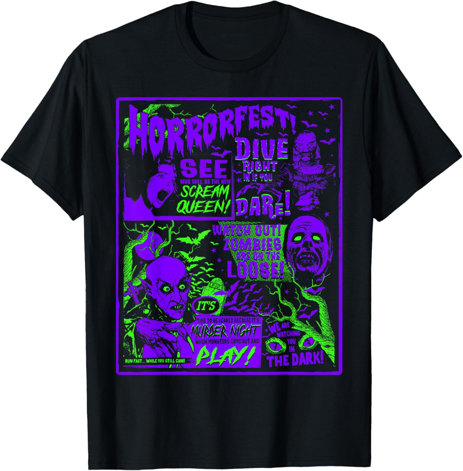 Vintage Halloween Classic Horror Movie Poster Horrorfest Apparel | Everyday Casual Wear