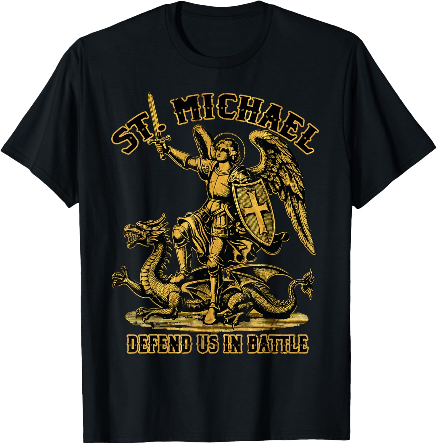Saint Michael Prayer Defend Battle Catholic Christian Faith Apparel | US Best Seller