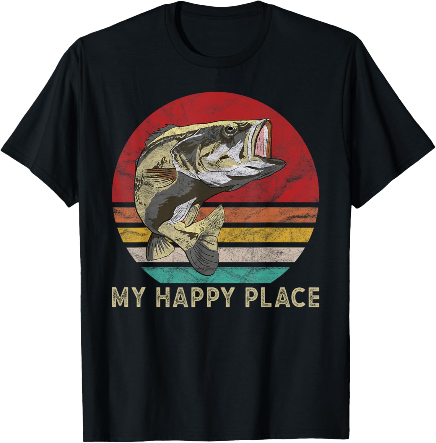 My Happy Place is Bass Fishing Gifts for Fisherman Dads Apparel | High Search Volume | Perfect Gift Choice