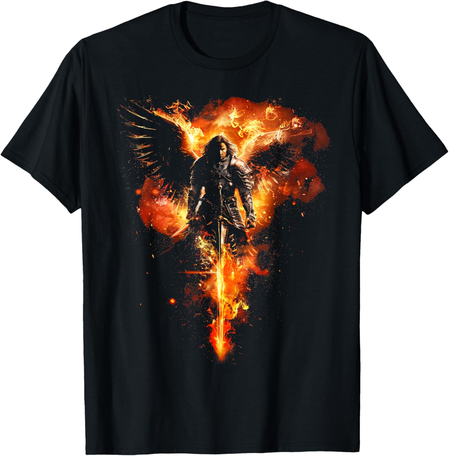 Archangel Michael Flaming Sword Epic Biblical Battle Art Apparel | Premium Quality