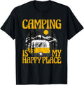 Camping Is My Happy Place Shirt Funny Vintage Camper Gift T T-Shirt | Bestseller Style | Daily Wear Essential