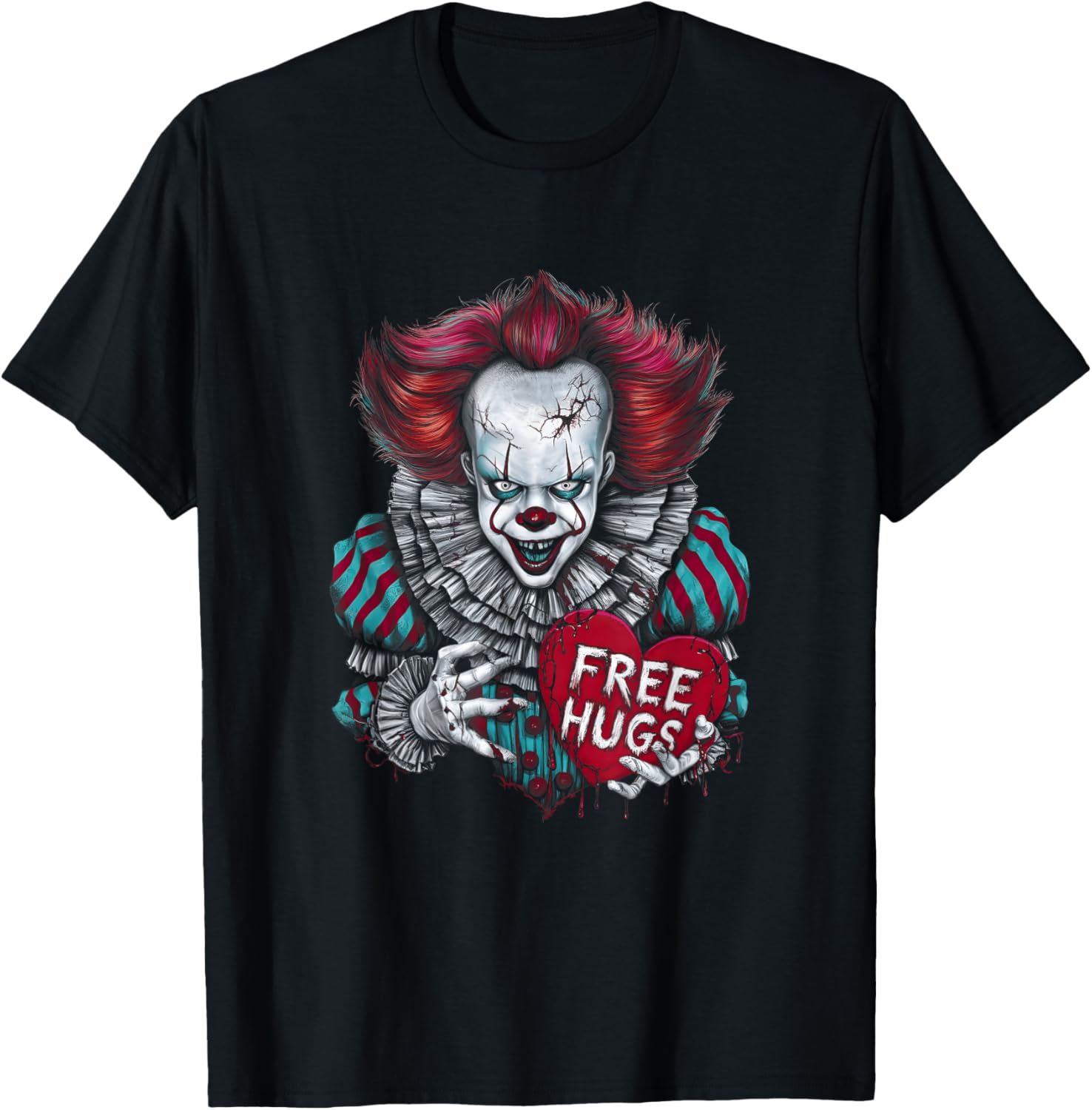 Free a Hugs Scary Clown Valentine Halloween Horror Character Apparel | US Best Seller
