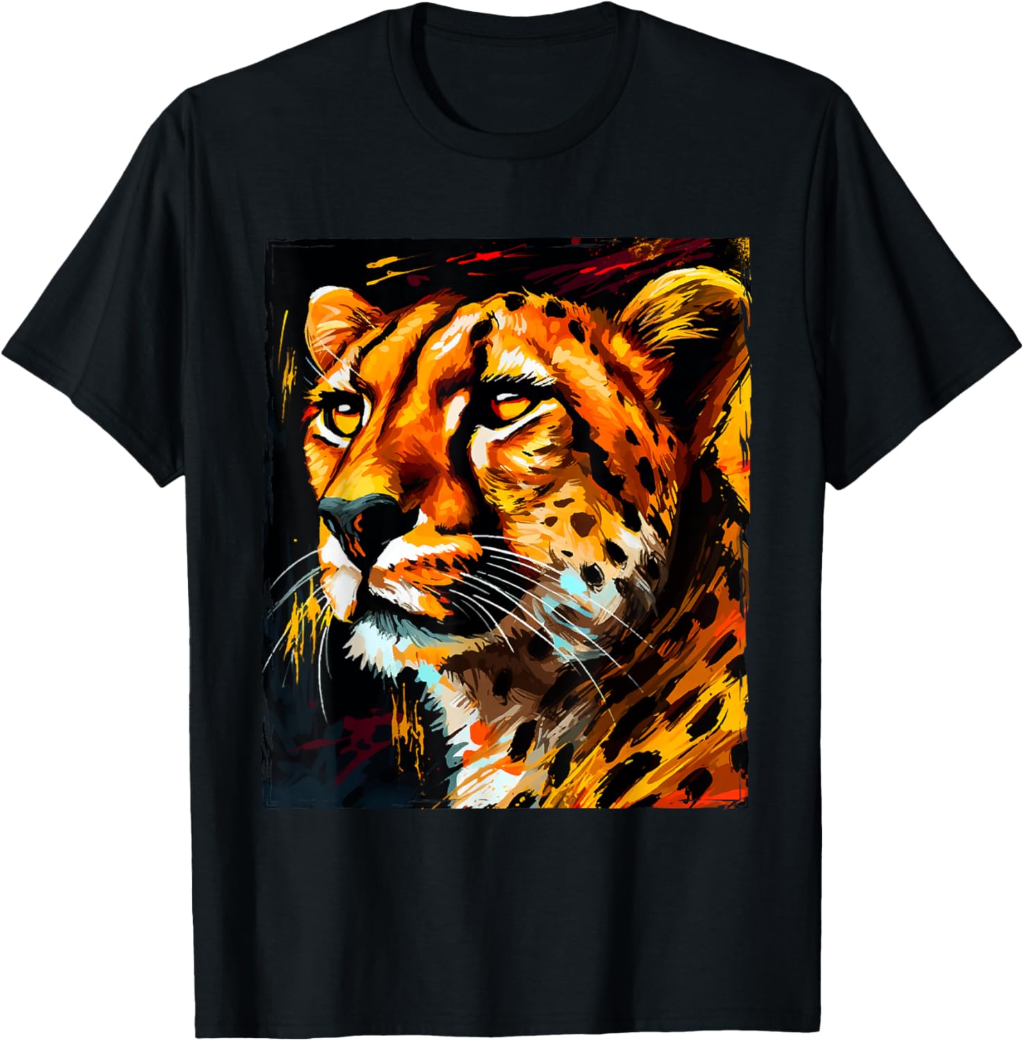 Cheetah Portrait Head Save Animals Artwork Apparel Premium Print Everyday Wear