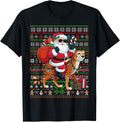 Xmas Lights Ugly Style Santa Riding Cheetah Christmas Apparel Premium Print Best Seller Look