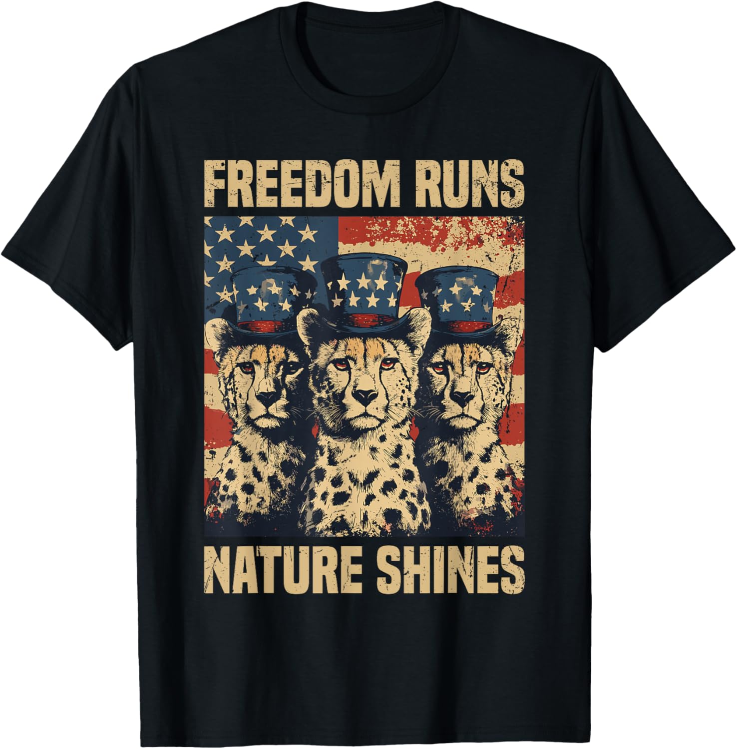Patriotic Cheetah USA Flag Funny Animals Lover 4th Of July Apparel Trending US Fan Favorite