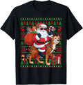 Ugly Xmas Lights Funny Santa Riding Cheetah Christmas Apparel Trending US Hot Right Now