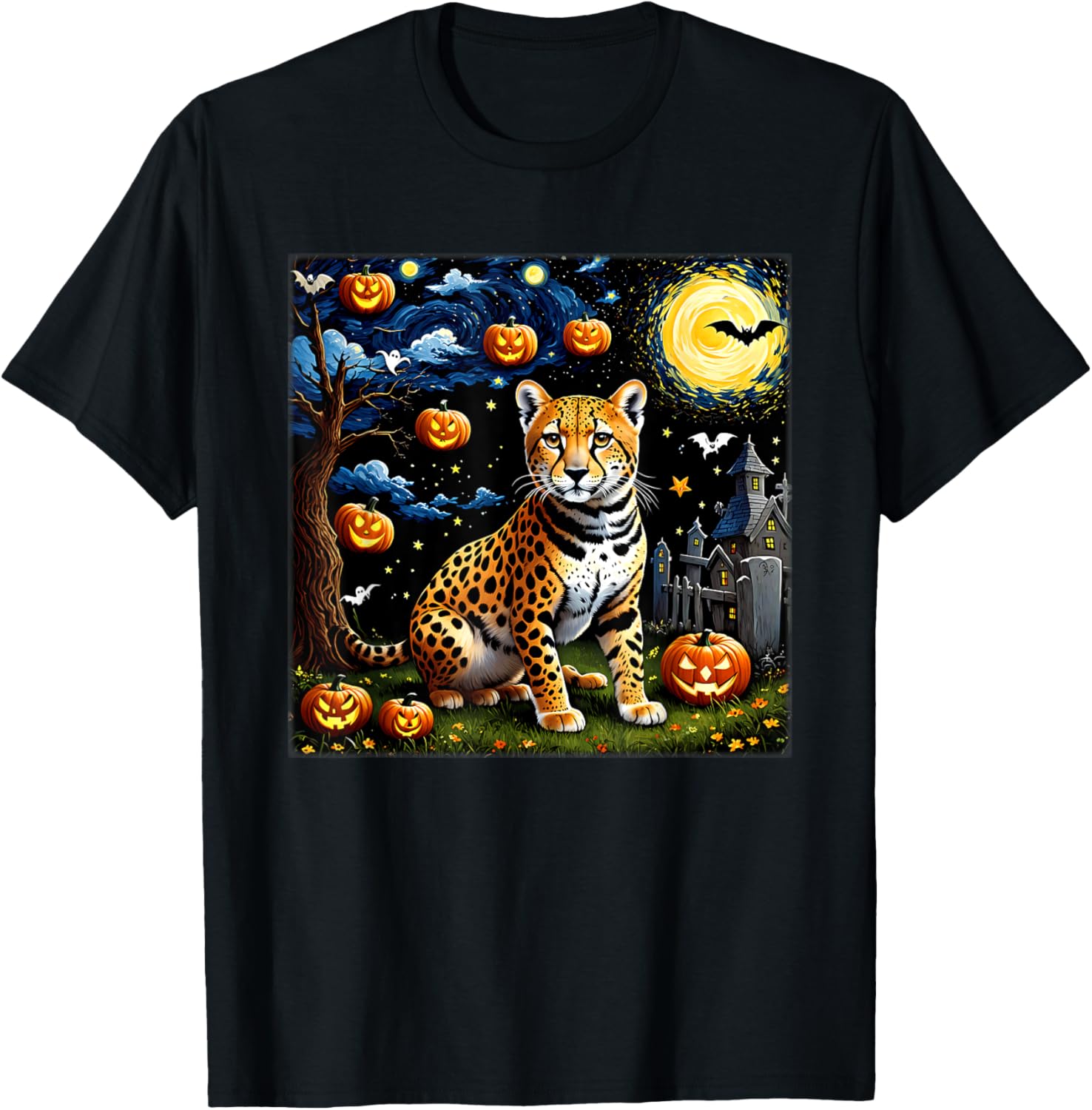 Spooky Halloween Cheetah Starry Night Apparel Trending US Best Seller Look