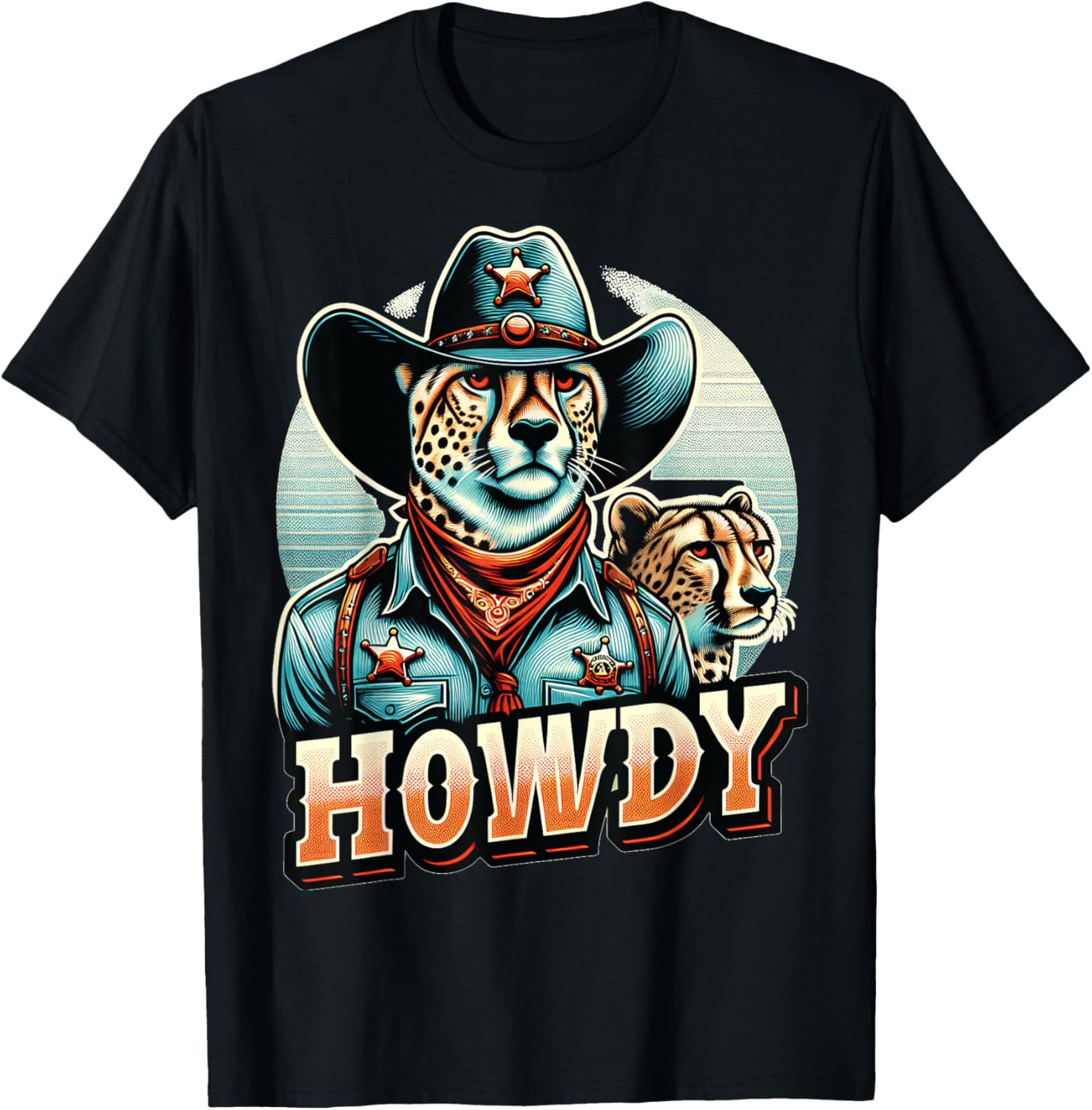 Sheriff Cheetah Howdy Wildlife Apparel Premium Print Everyday Wear