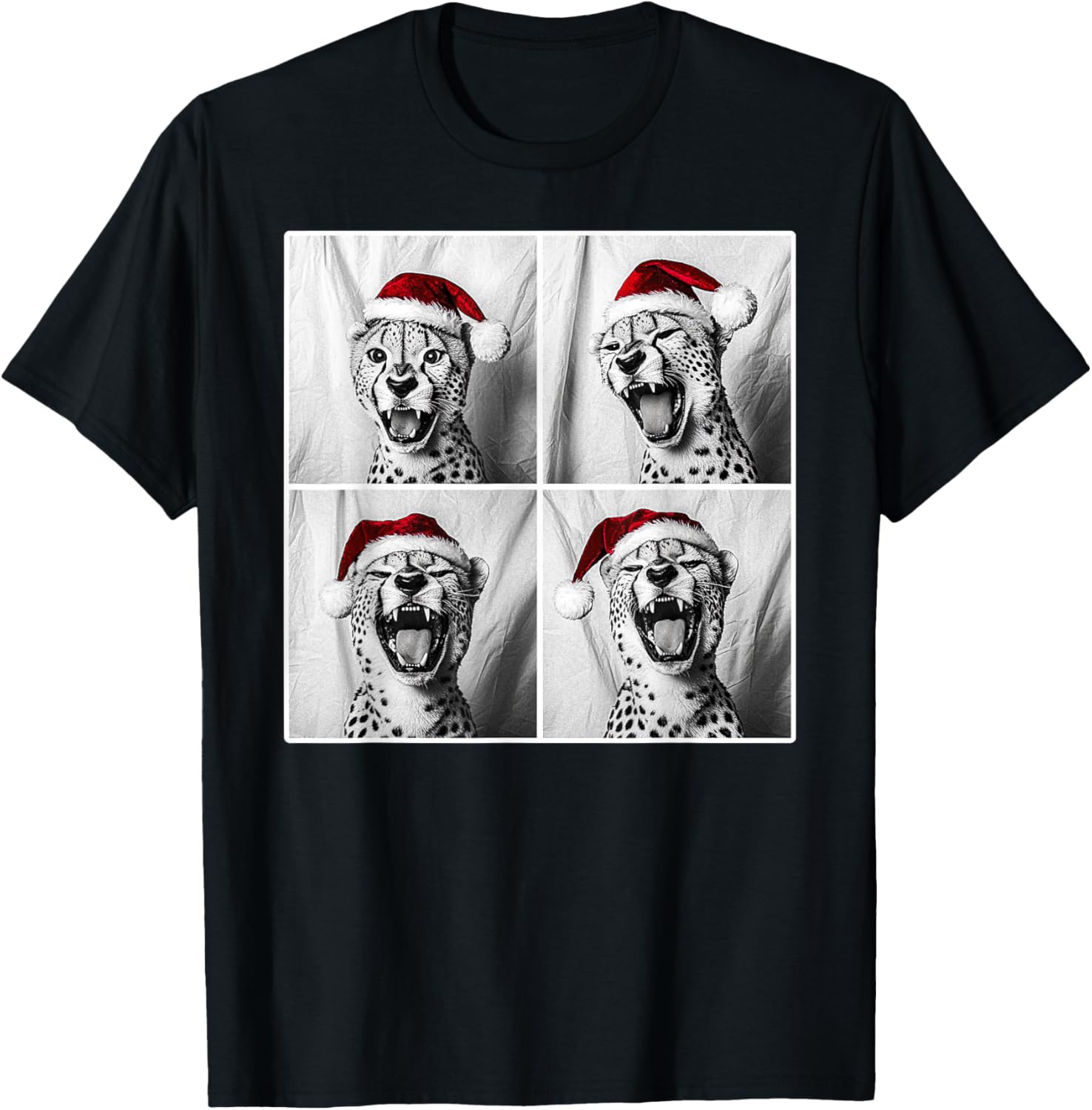 Funny Cheetah in Santa Hat Christmas Photobooth Xmas Selfie Apparel Comfort Fit Best Seller Look