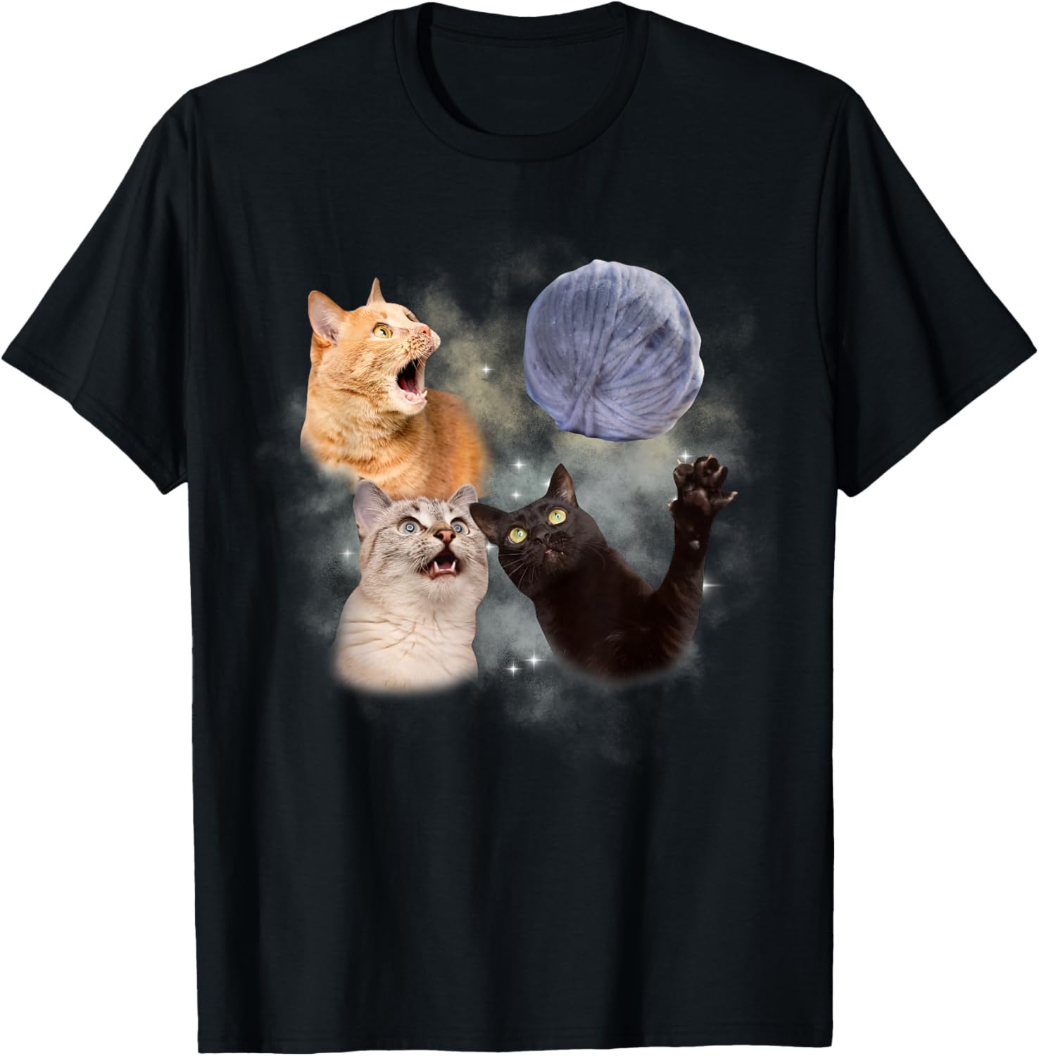 Three Cats Howl at Moon Vintage Cute Kitten with Yarn Ball Yarn Supply | Premium Quality | Perfect for Crafters