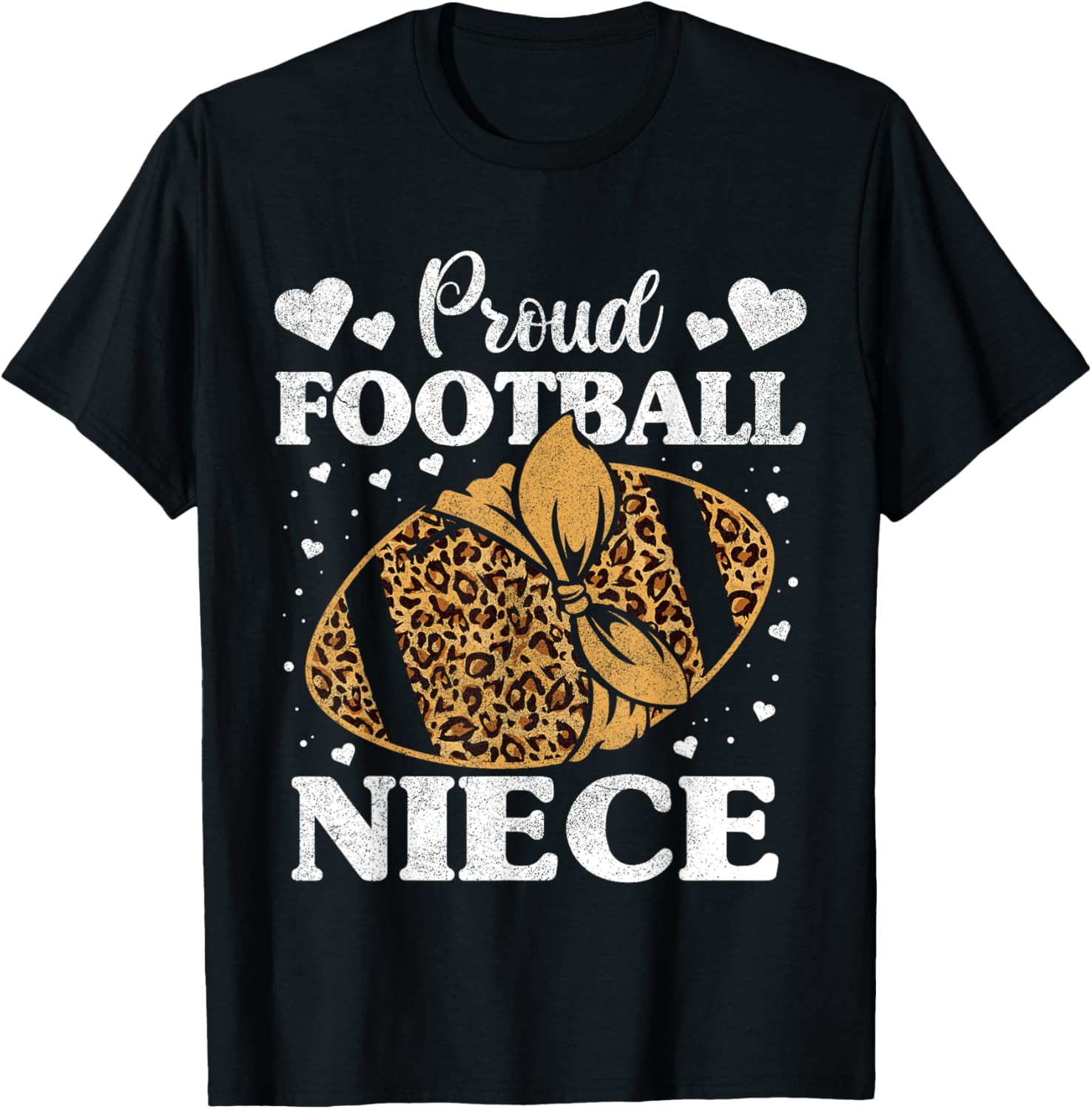 Proud Football Niece Shirt Girls Football Cheetah Print T Shirt Comfort Fit Best Seller Look