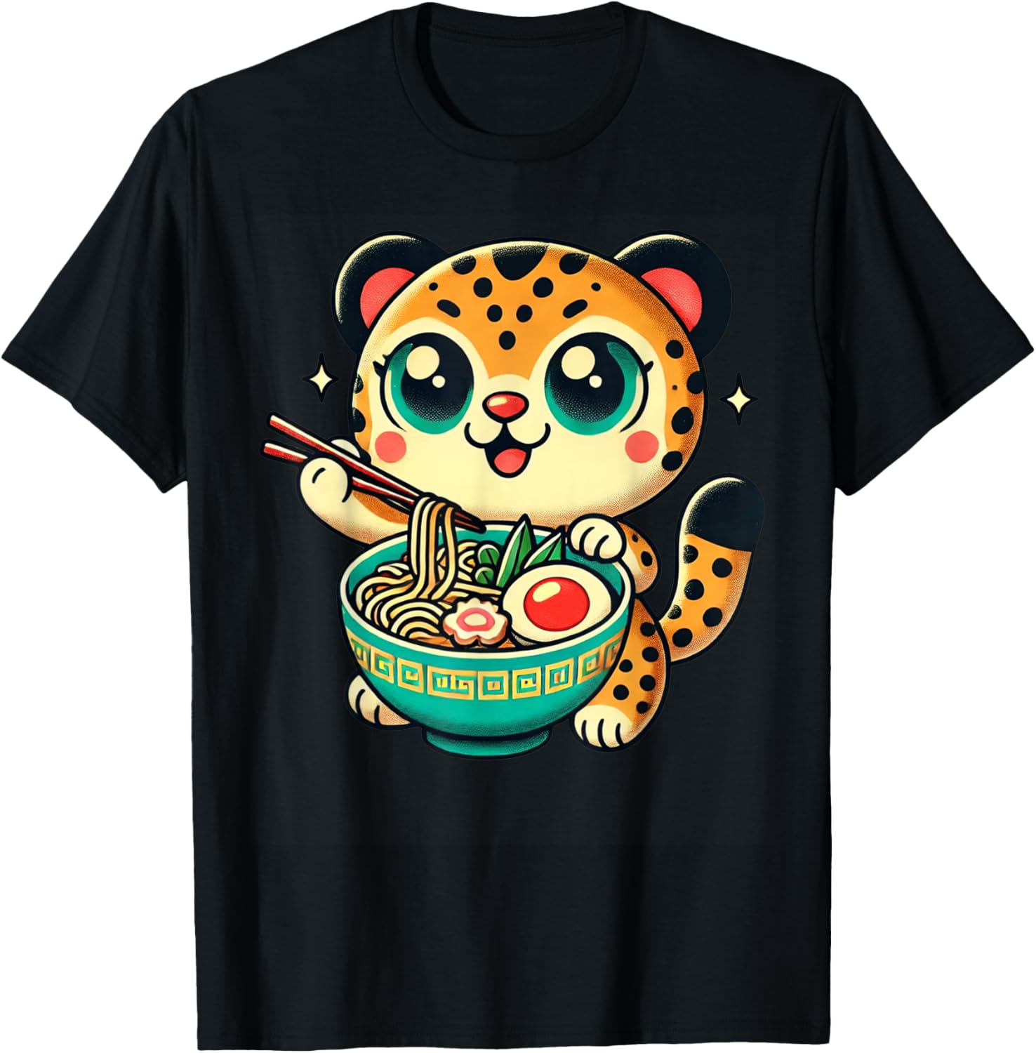Japanese Art Wildlife Noodle Lover Cute Cheetah Ramen Apparel High Search Demand Gift Ready