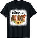 Blessed Aunt Women Bleached Cheetah Print Sunflowers Auntie Apparel Trending US Fan Favorite