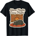 Silent Night Cozy Night Cat Sleeping Fireplace Retro Graphic Apparel | Bestseller Style | Daily Wear Essential