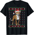 Ugly Christmas Sweater Cheetah Lover Santa Hat Funny Holiday Sweater Trending US Everyday Wear