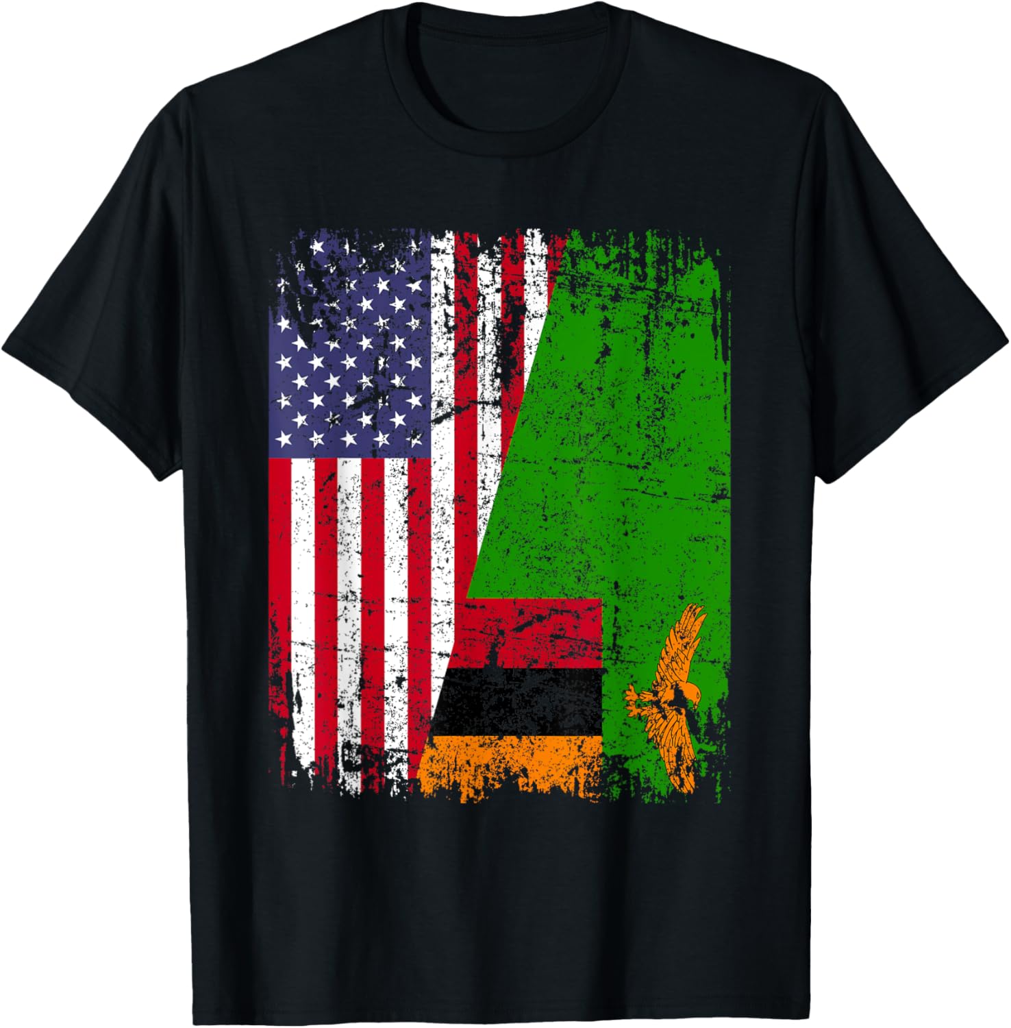 ZAMBIAN ROOTS Half American Flag USA ZAMBIA FLAG Apparel | Perfect Gift Idea
