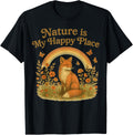 Nature Is My Happy boho Place Retro cottagecore Fox Rainbow Apparel | Trending 2025 | Customer Favorite