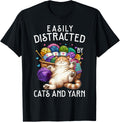 Easily Distracted By Cats And Yarn Funny Knitting Crocheting Yarn Supply | Trending 2025 | Best Seller Choice