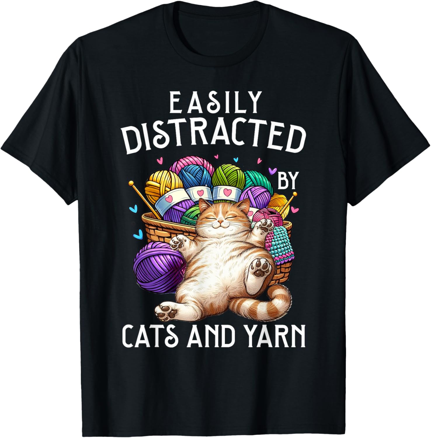 Easily Distracted By Cats And Yarn Funny Knitting Crocheting Yarn Supply | Trending 2025 | Best Seller Choice