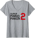 Super Mario Maker 2 Block Text Game Logo V-Neck Apparel | Trending 2025 | Must-Have Style