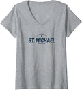 Womens St. Michael Minnesota MN Vintage Athletic Navy Sports Logo V-Neck Apparel | Premium Quality