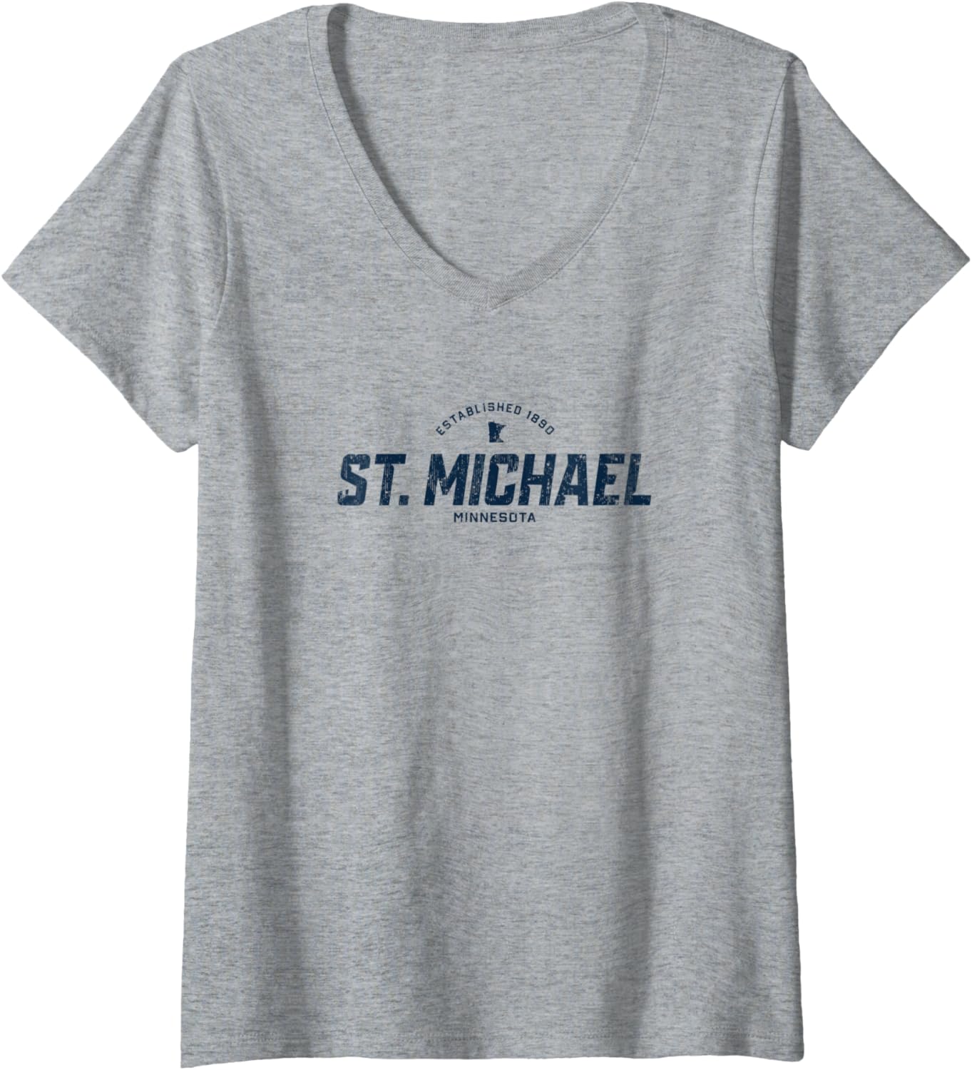 Womens St. Michael Minnesota MN Vintage Athletic Navy Sports Logo V-Neck Apparel | Premium Quality