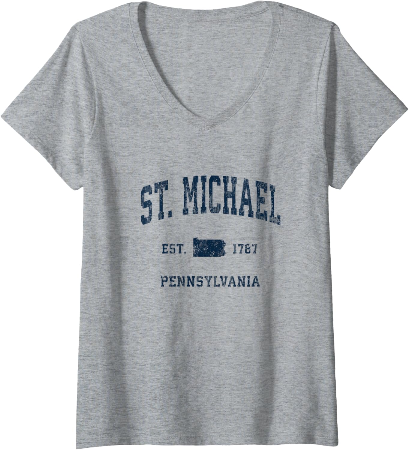 Womens St. Michael Pennsylvania PA Vintage Athletic Navy Sports Des V-Neck Apparel | Viral Streetwear Style